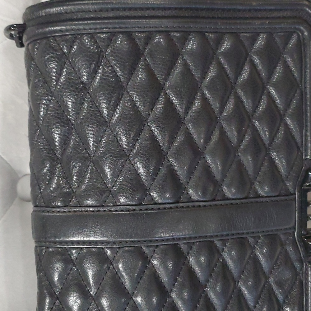 Rebecca minkoff jumbo black on black quilted crossbody bag purse - Picture 5 of 12